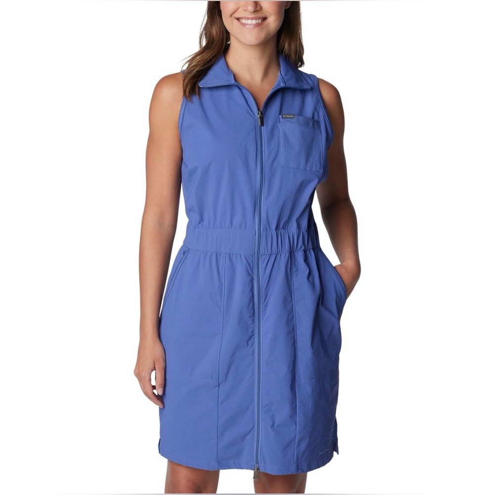 Columbia Sleeveless Zip-Front Blue Casual Dress